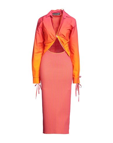 Andreädamo Andreādamo Woman Midi Dress Fuchsia Size S Cotton, Viscose, Polyester, Polyamide, Elastane In Pink