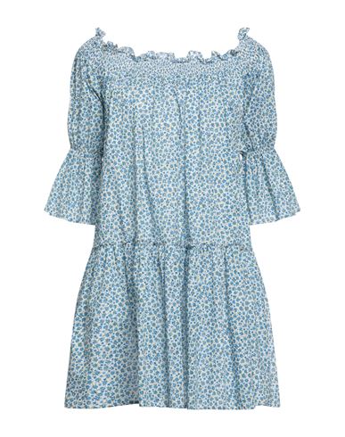 Shop Delfina Woman Mini Dress Azure Size M Cotton In Blue
