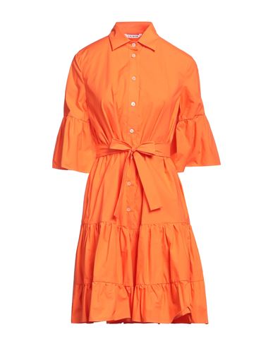 Caliban Woman Mini Dress Orange Size 2 Cotton, Elastane