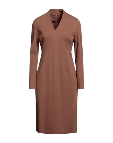 Daniela Drei Woman Midi Dress Brown Size 6 Viscose, Nylon, Elastane