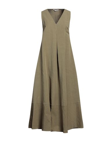 Caliban Woman Long Dress Khaki Size 6 Linen, Cotton In Beige