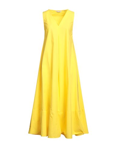 Caliban Woman Maxi Dress Yellow Size 6 Cotton, Elastane