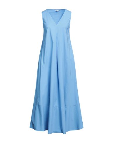 Caliban Woman Maxi Dress Sky Blue Size 6 Cotton, Elastane