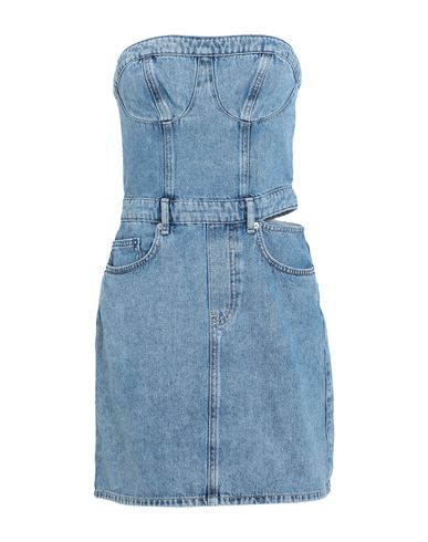 Karl Lagerfeld Jeans Klj Bustier Split Denim Dress Woman Short Dress Blue Size L Organic Cotton