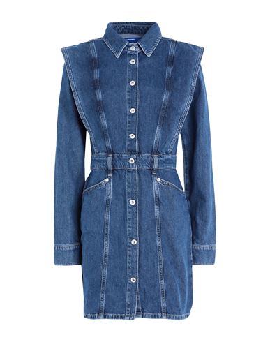 Karl Lagerfeld Jeans Klj Utility Denim Dress Woman Short Dress Blue Size L Organic Cotton