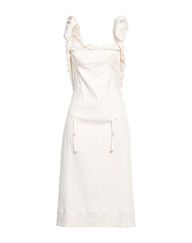 Jacquemus Woman Midi Dress Ivory Size 8 Cotton, Viscose In White