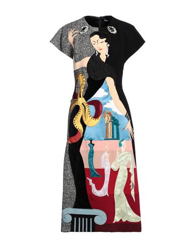Dolce & Gabbana Woman Midi Dress Black Size 8 Wool, Polyamide, Silk, Rayon, Glass