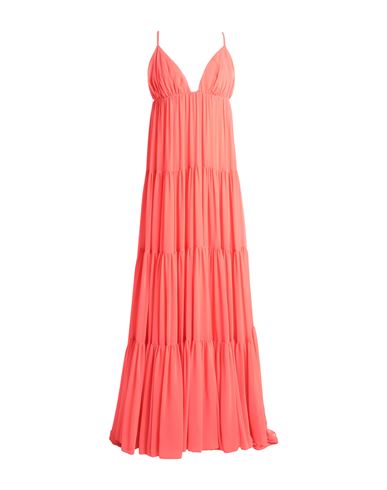 Shop Valentino Garavani Woman Maxi Dress Coral Size 6 Polyester, Silk In Red