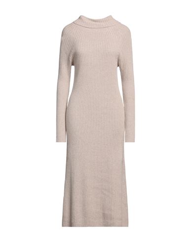 Shop Stefanel Woman Midi Dress Sand Size S Wool, Viscose, Polyamide, Cashmere In Beige