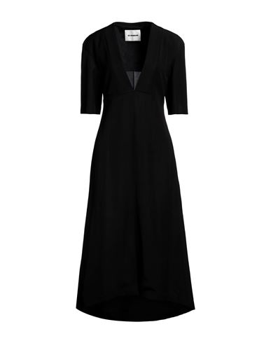 Shop Jil Sander Woman Midi Dress Black Size 4 Viscose, Linen