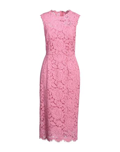 Dolce & Gabbana Women's Stretch-silk Lace Midi Dress In Pink
