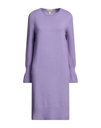 120% Lino Woman Mini Dress Lilac Size L Cashmere, Merino Wool In Purple
