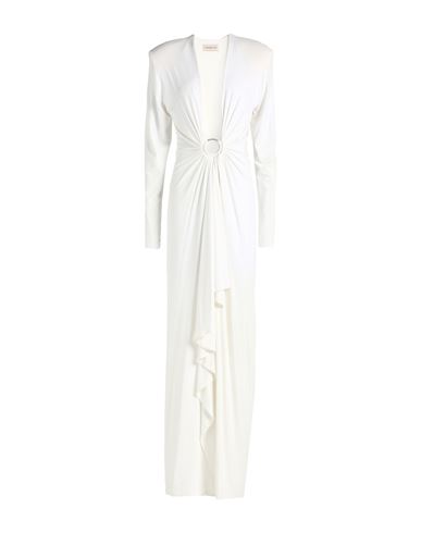 Alexandre Vauthier Woman Maxi Dress Off White Size 8 Viscose, Elastane, Brass, Glass