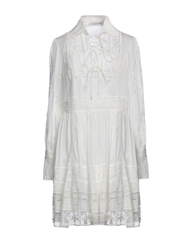 Shop Ermanno Scervino Woman Midi Dress Ivory Size 8 Cotton, Silk, Polyamide In White