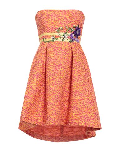 Hanita Woman Mini Dress Orange Size S Cotton, Nylon, Polyester