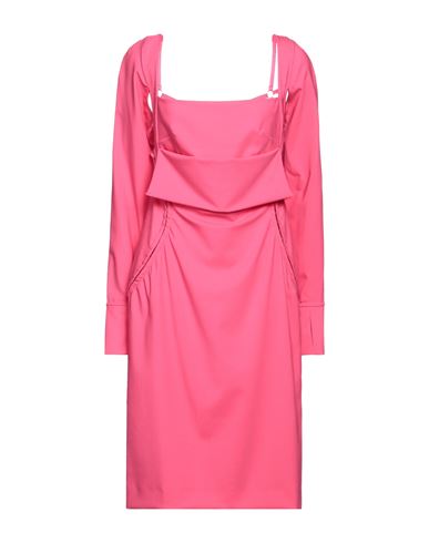 Shop Jacquemus Woman Midi Dress Fuchsia Size 12 Virgin Wool, Elastane In Pink