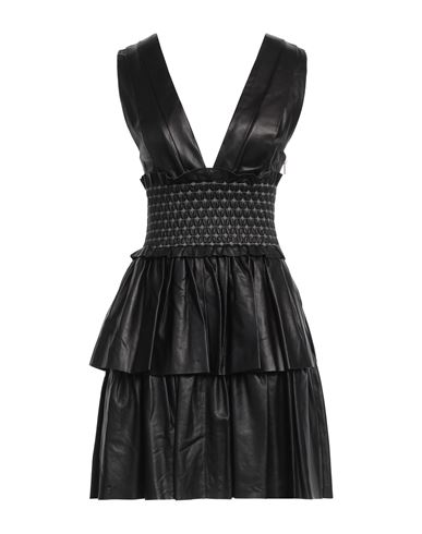Shop Fausto Puglisi Woman Mini Dress Black Size 6 Leather