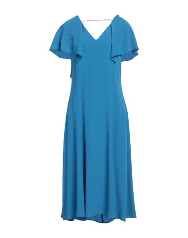 Simona Corsellini Woman Midi Dress Azure Size 8 Acetate, Silk In Blue