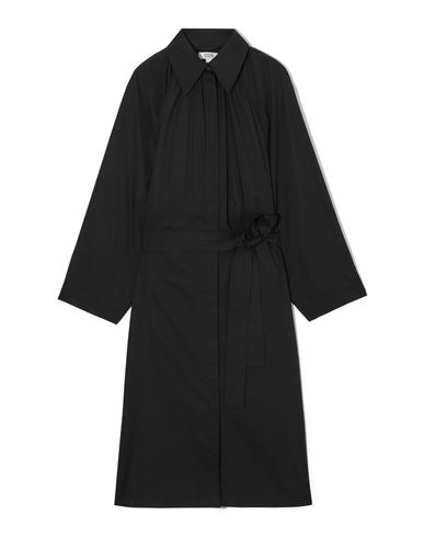 Cos Voluminous Belted Midi Shirt Dress In Black