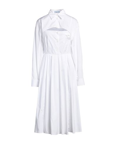 Prada Woman Midi Dress White Size 6 Cotton