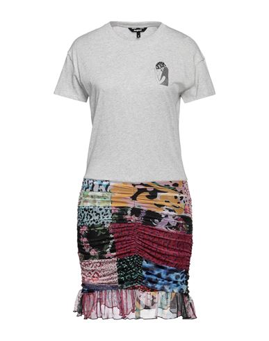 Desigual Woman Mini Dress Grey Size L Cotton, Polyester, Elastane