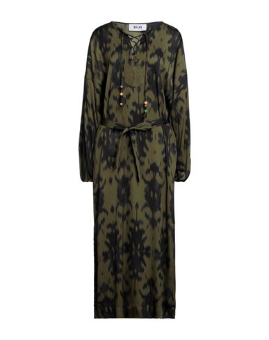 Bazar Deluxe Woman Maxi Dress Military Green Size 6 Viscose, Elastane