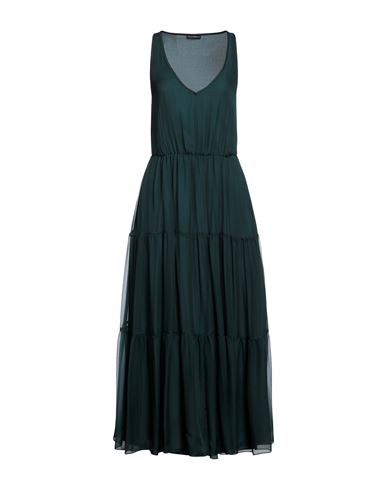 Emporio Armani Woman Long Dress Dark Green Size 4 Silk