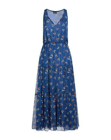 Emporio Armani Woman Long Dress Bright Blue Size 10 Silk