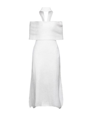 Ferragamo Woman Midi Dress Off White Size M Mohair Wool, Polyamide, Wool