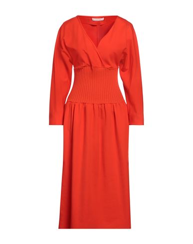 Liviana Conti Woman Midi Dress Rust Size 6 Viscose, Polyamide, Elastane, Wool In Red