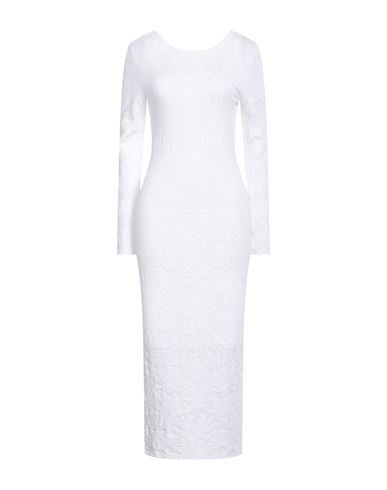 Emporio Armani Woman Midi Dress White Size 14 Viscose, Polyamide, Polyester