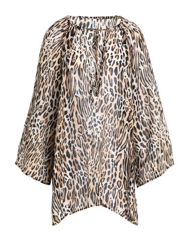 Moschino Woman Cover-up Camel Size S Cotton, Silk In Beige