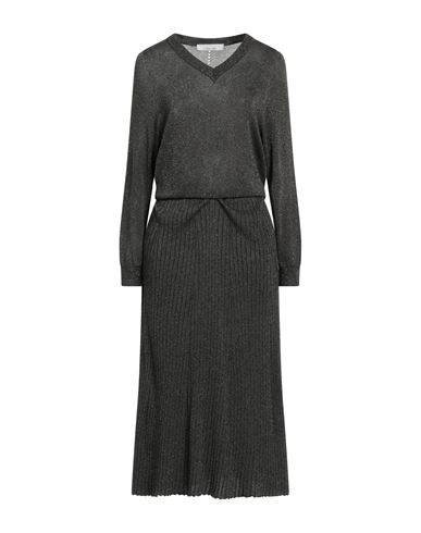 Liviana Conti Woman Midi Dress Khaki Size 8 Viscose, Polyamide, Metal In Beige