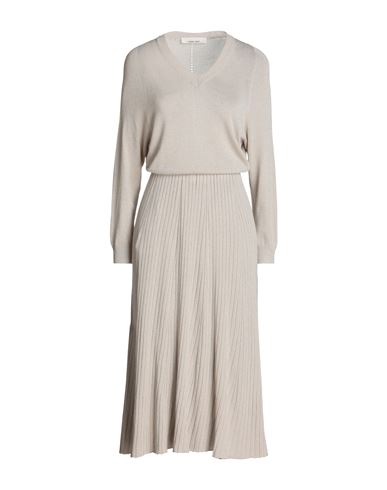 Liviana Conti Woman Midi Dress Light Grey Size 8 Viscose, Polyamide, Metal