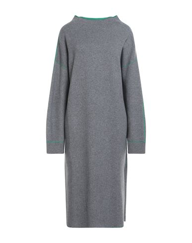 Liviana Conti Woman Midi Dress Grey Size 10 Cashmere, Polyamide, Polypropylene