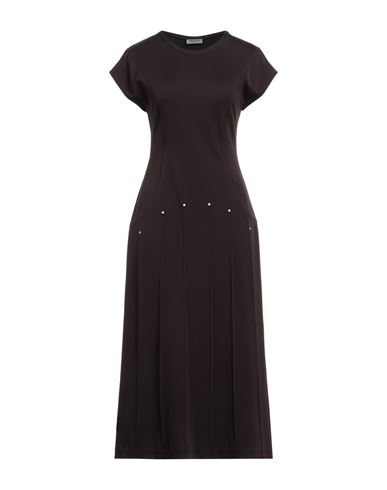 Shop Durazzi Woman Midi Dress Dark Brown Size 6 Viscose, Polyamide, Elastane