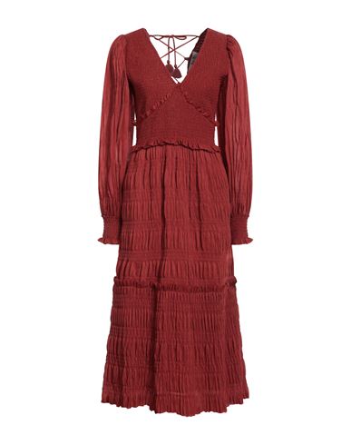 Sea Woman Midi Dress Rust Size M Polyester In Red
