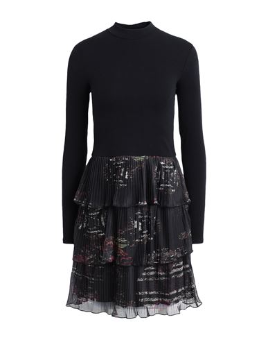 Desigual Woman Mini Dress Black Size L Viscose, Polyester, Elastane