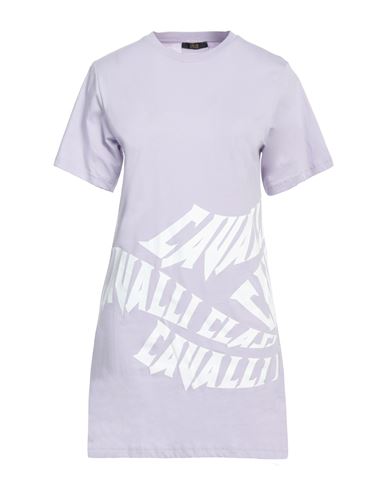 Cavalli Class Woman Mini Dress Lilac Size L Cotton In Purple