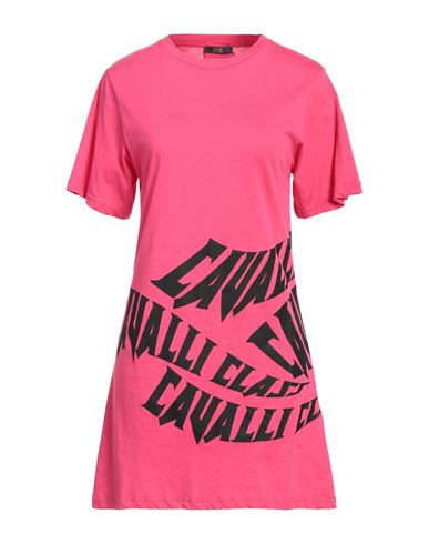 Cavalli Class Woman Mini Dress Fuchsia Size L Cotton In Pink