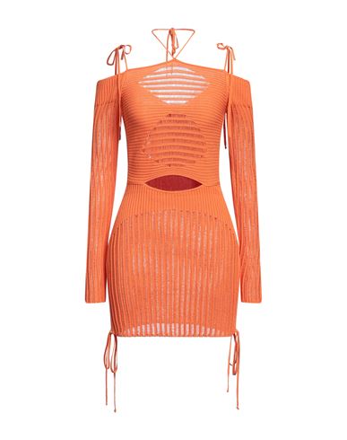 Andreädamo Andreādamo Woman Mini Dress Orange Size S Viscose, Polyester, Polyamide, Elastane