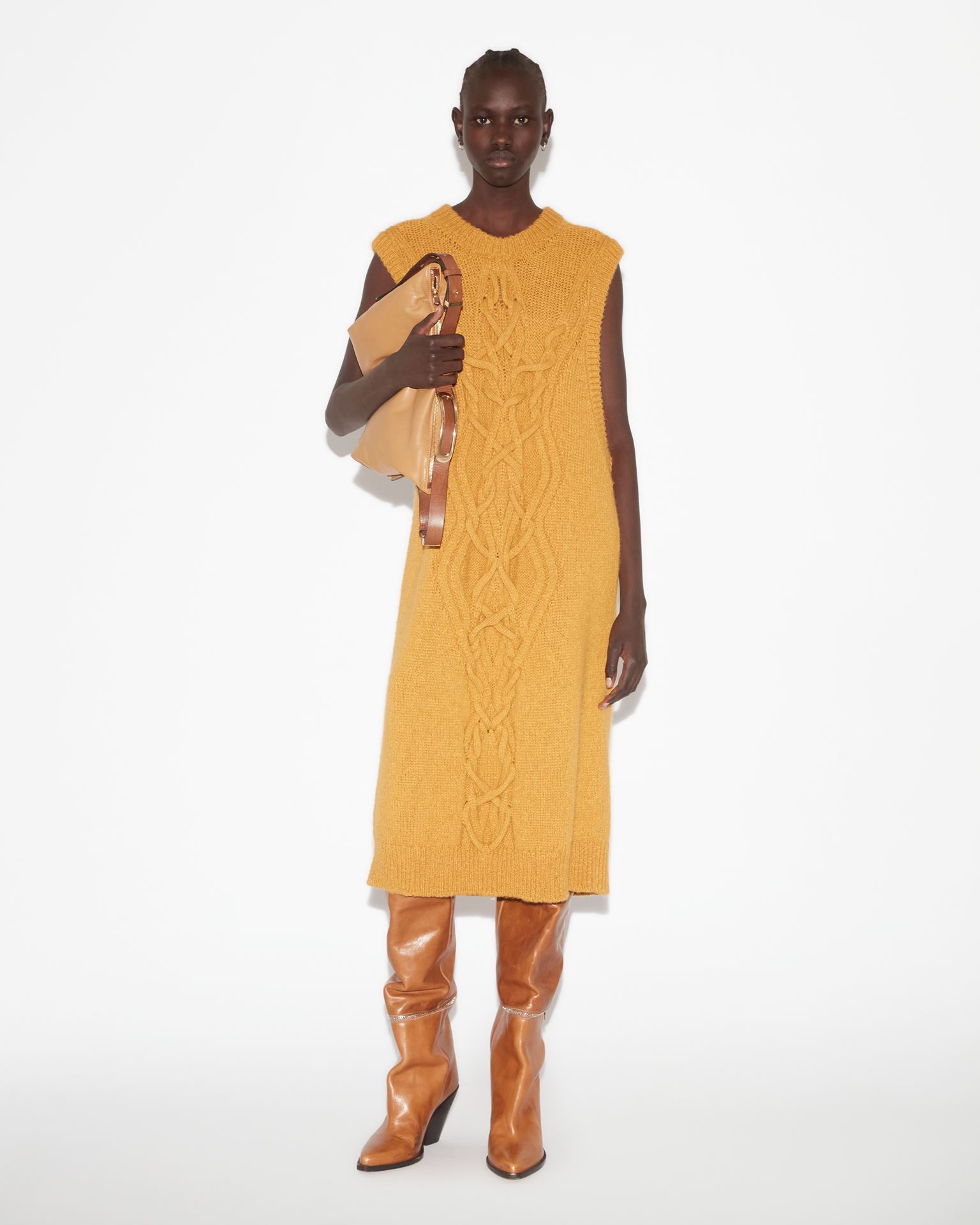 Isabel Marant, Enalia Alpaca Cable Knit Dress - Women - Brown