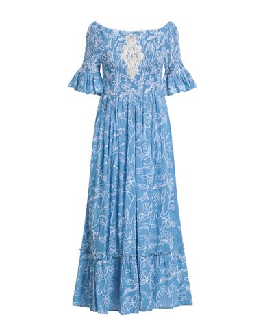 Iconique Woman Midi Dress Light Blue Size L Cotton