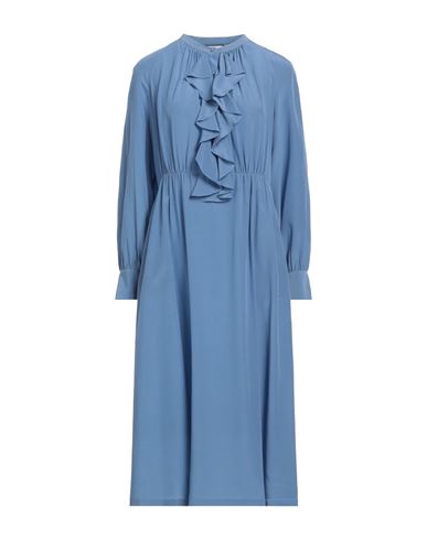Paul & Joe Woman Midi Dress Pastel Blue Size 8 Silk