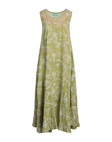 Shop Iconique Woman Midi Dress Sage Green Size Xl Cotton