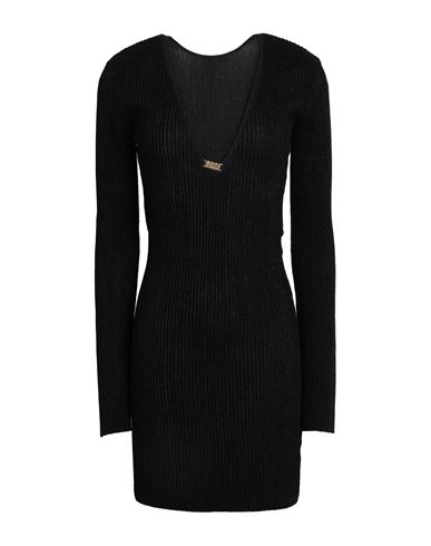 Gcds Woman Mini Dress Black Size L Viscose, Polyester, Metal