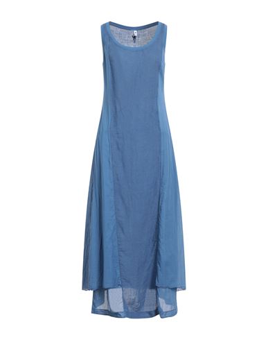 European Culture Woman Maxi Dress Slate Blue Size Xs Cotton, Linen, Elastane