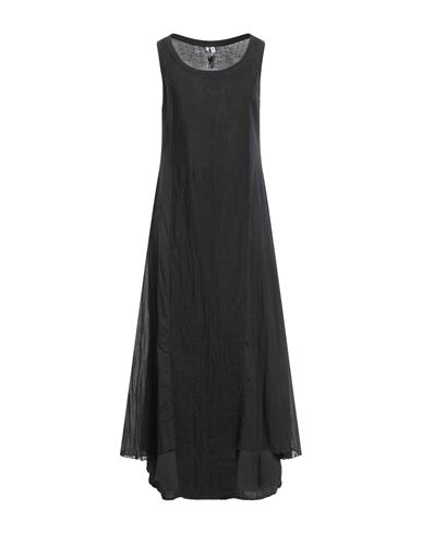 European Culture Woman Maxi Dress Black Size Xl Cotton, Linen, Elastane