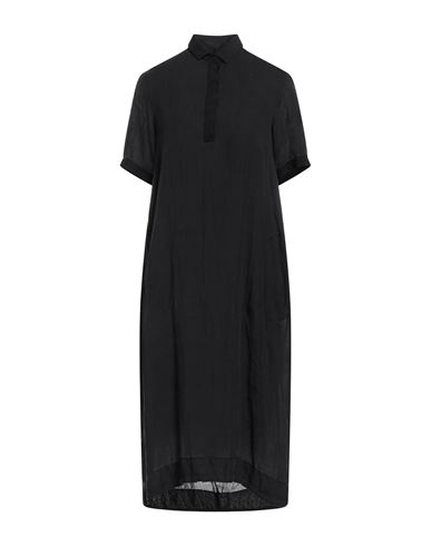 European Culture Woman Midi Dress Black Size S Ramie, Cotton, Viscose In Black
