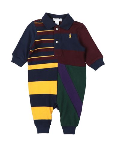 Polo Ralph Lauren Patchwork Cotton Mesh Polo Coverall Newborn Boy Baby Jumpsuits Navy Blue Size 3 Co
